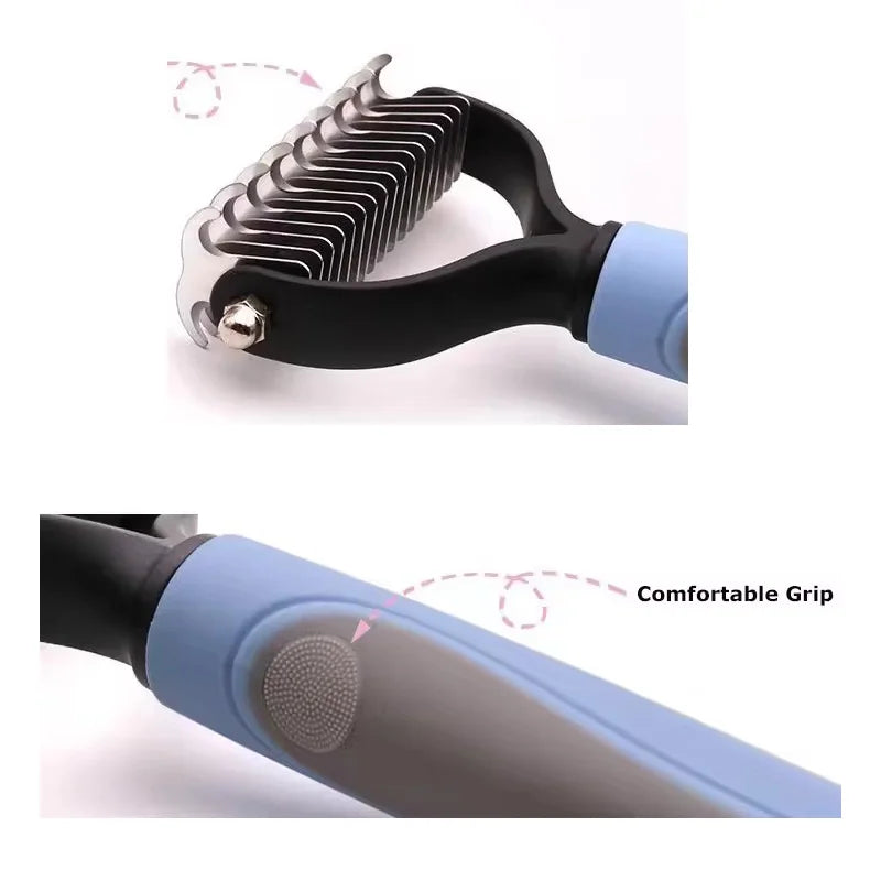 Professional Pet Deshedding Brush 2 Sided Dematting Dog And Cat Hair Remover Pet Hair Knot Cutter Dogs Grooming Shedding Supplie