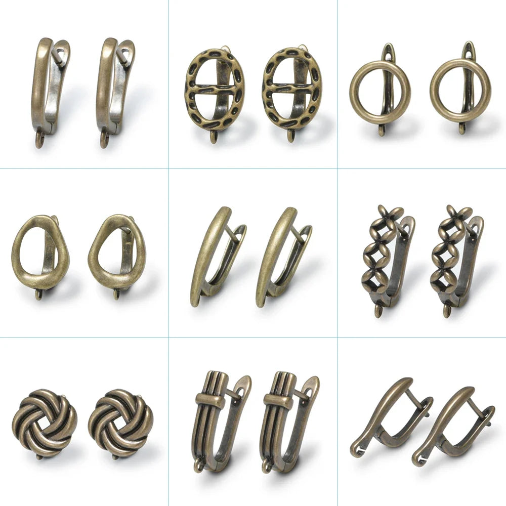 1 Pair NEW Cross Antique Bronze Brass Earring Clasps Hooks Accessories For DIY Woman Earring  Jewelry Making Supplies