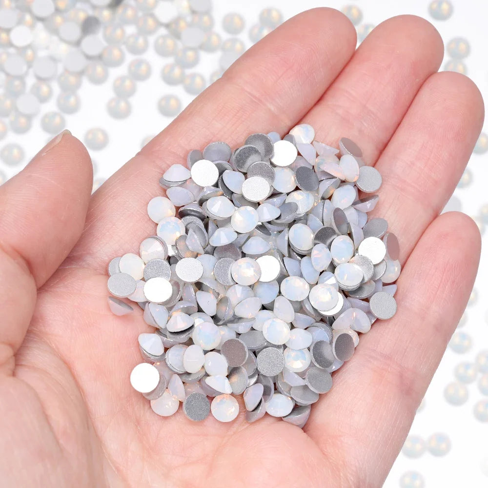 SS3-SS30 White Opal Rhinestone For Clothes Non-hotfix Wedding Accessories Sequin Applique Crystal Nail Rhinestones