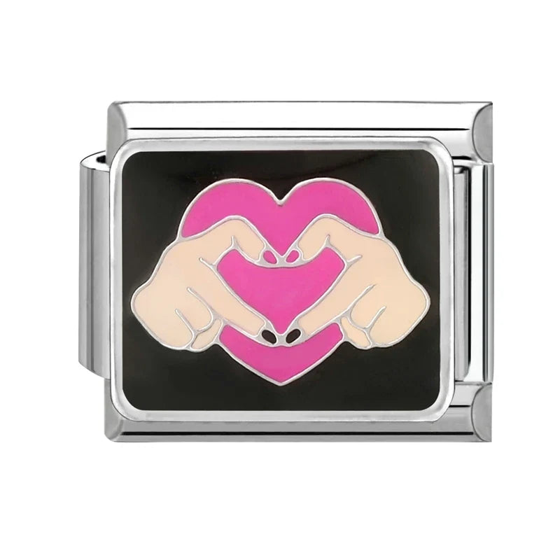 Y2K Romantic Heart Eyes Star Bow Knot Butterfly Zircon Charm Italian Links Fit 9mm Bracelet Stainless Steel Making DIY Jewelry