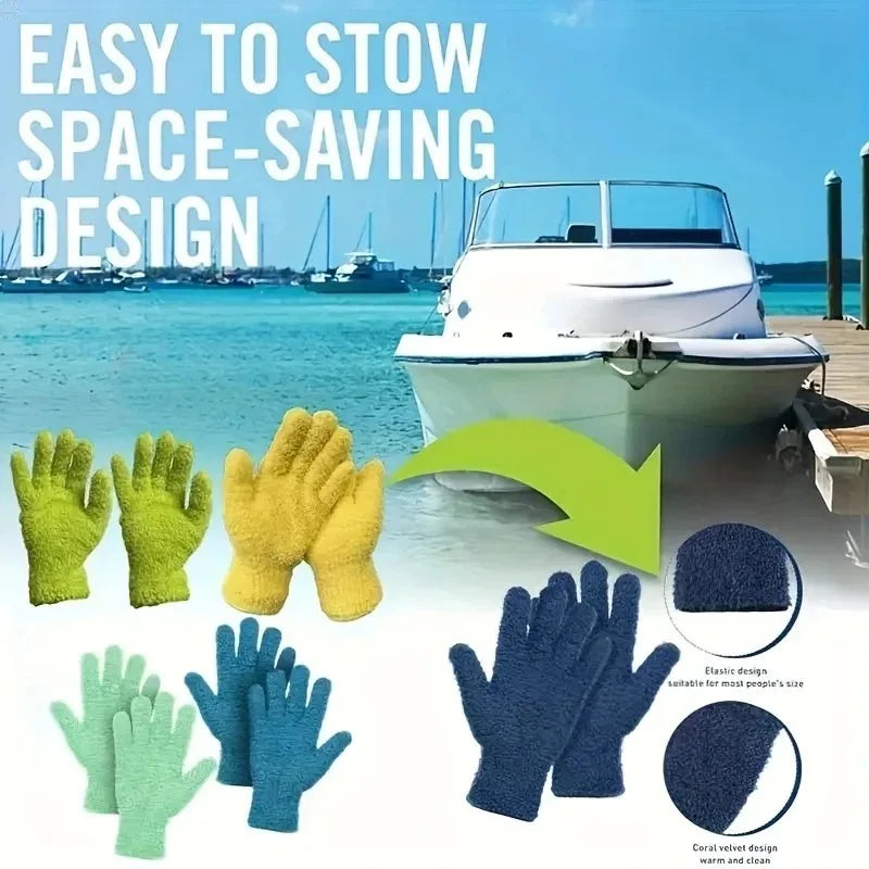 1PC Microfiber Dusting Gloves Stretchable Breathable Cleaning Gloves Non-Waterproof for Cars Boats RVs Pools Home Kitchen