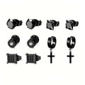 5 Pairs Stainless Steel Earrings Cross Dangle Hinged Earrings, Cubic Zirconia Stud Earrings For Men, Ear Piercing Jewelry