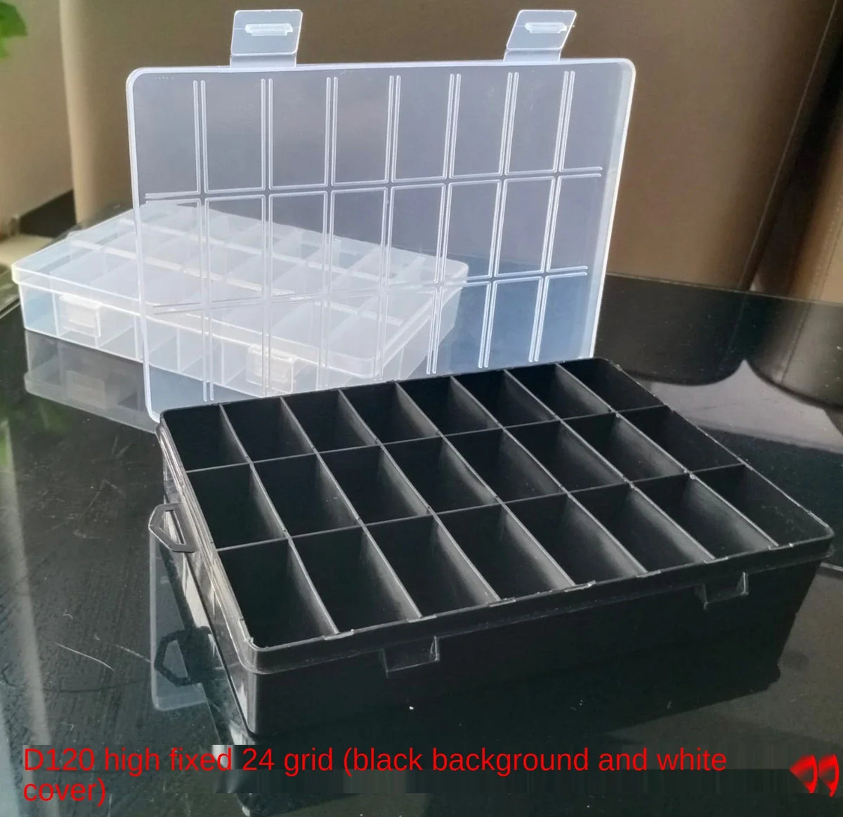 24 Compartments Plastic Storage Box Jewelry Earring Beads Screw Accessories Classification Fixed Display Storage Box Organizer