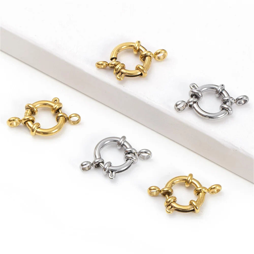 4pcs Stainless Steel Gold Round Spring Ring Clasp Necklace Link Connector for DIY Bracelet Jewelry Making Supplies Accessories