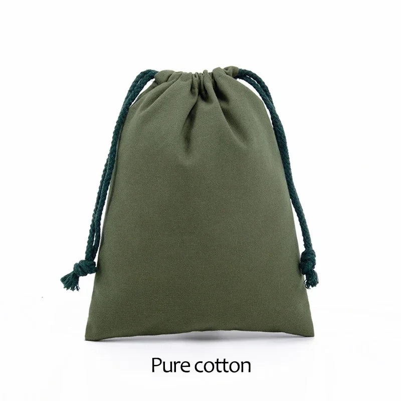 Cotton Cloth Gift Packaging Bag Drawstring Storage Bags White Canvas Bags for Candy Reusable Pouch Home Sundries Organize Sacks