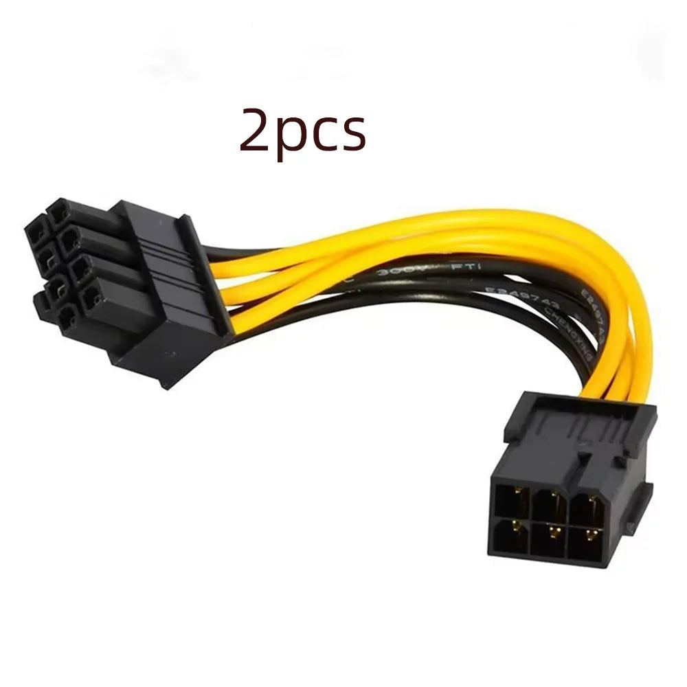 2PCS 6 Pin Feamle To 8 Pin Male PCI Express Power Converter Cable CPU Video Graphics Card 6Pin To 8Pin PCIE Power Cable