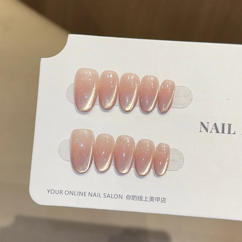 10Pcs/set White French Handmade Press on Nails Short Oval Fake Nails Wearable Stick-on Nails False Nail Uñas Накладные Ногти 네일팁