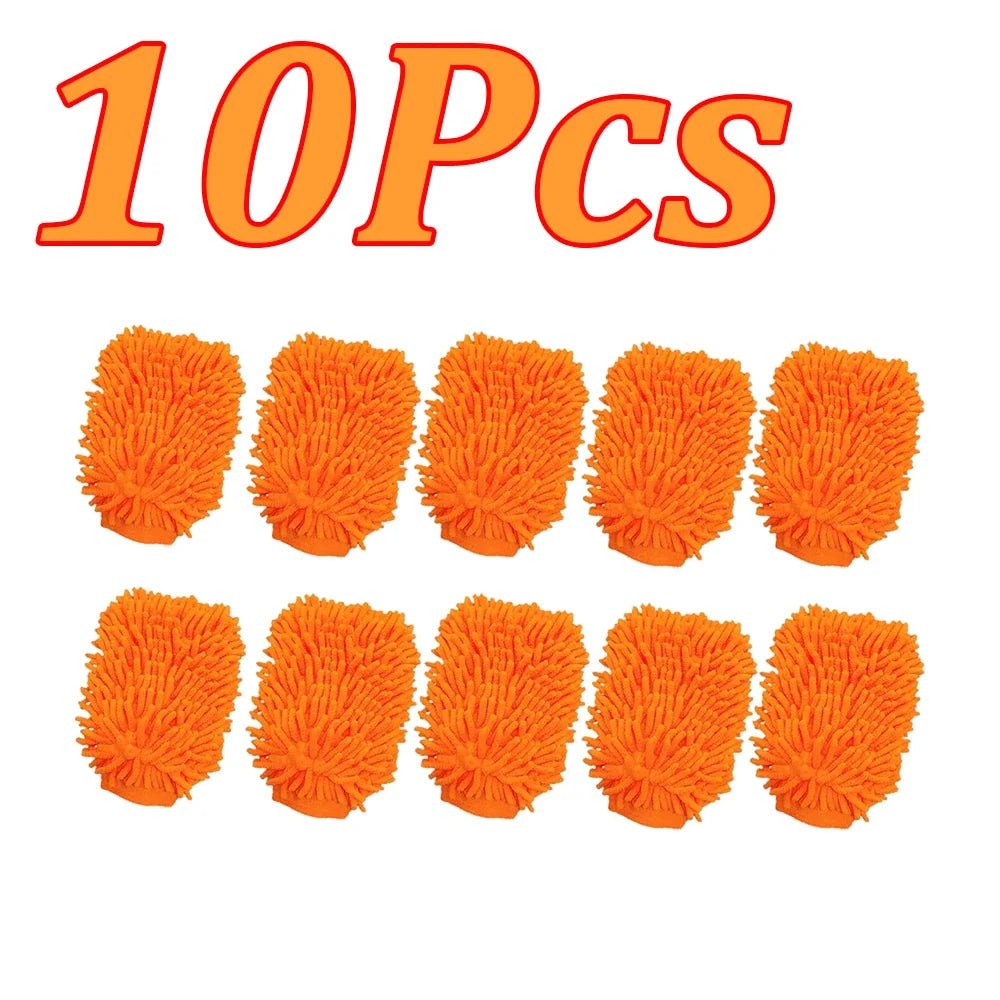1-10Pcs Double Sided Chenille Auto Gloves Microfiber Cleaning Gloves Cleaning Windows Car Wash Kit for Cleaning Cars, Trucks