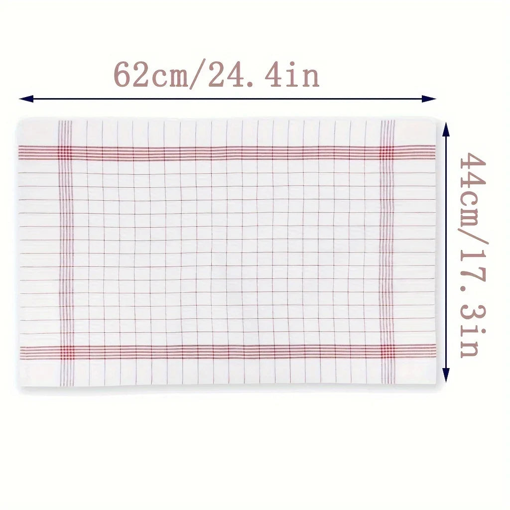 1/5/10pcs Classic Plaid Dish Towel Scouring Pad, Soft Large Size Kitchen Towel, Suitable for Bar and Kitchen Cleaning