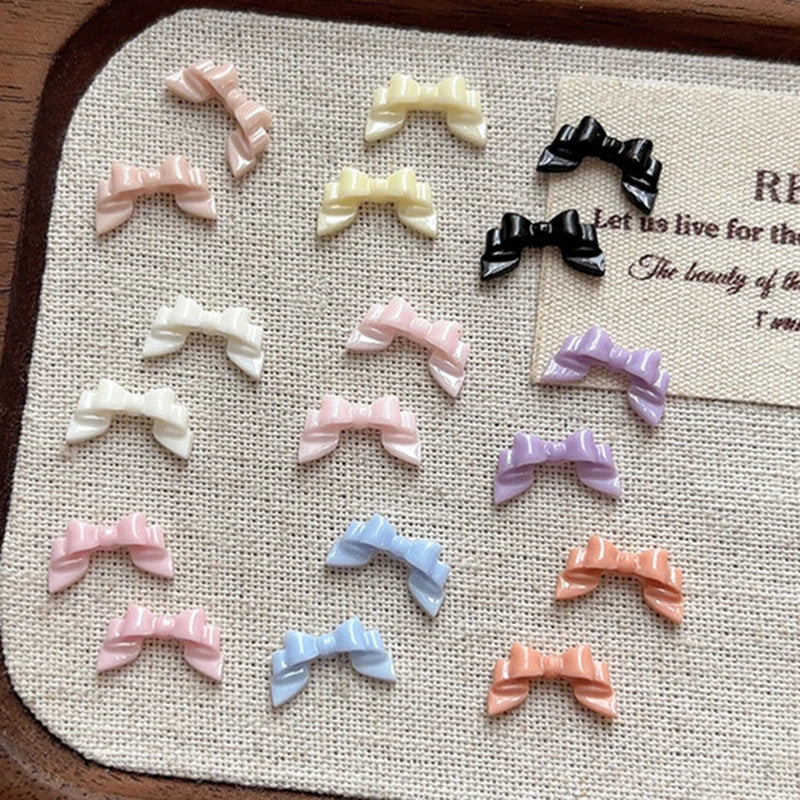 New Arrival 30PCS Soft Acrylic Bow Nail Art Charms Accessories Resin Parts For Nails Decoration Manicure Decor Supplies Material