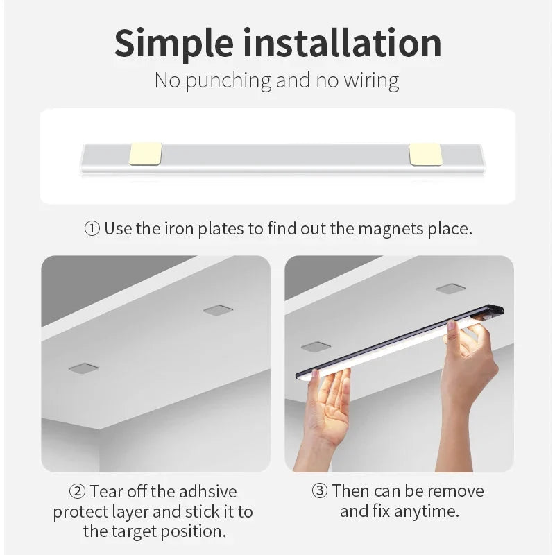 Motion Sensor Light Wireless LED Night Light USB Rechargeable Night Lamp Cabinet Wardrobe Lamp Under Backlight For Kitchen Led