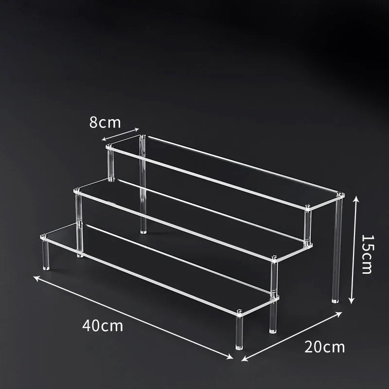 1-5 Tier Acrylic Display Risers Clear Shelf Doll Clay Figurine Display Stand for Desserts Perfume Organizer Showcase W-10
