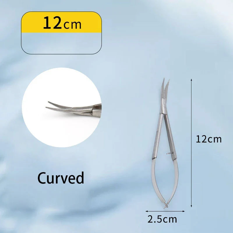 12cm Stainless Steel Spring Action Eyebrow Scissors Precision Facial Hair Trimmer Nipper Ergonomic Makeup Grooming Beauty Tools