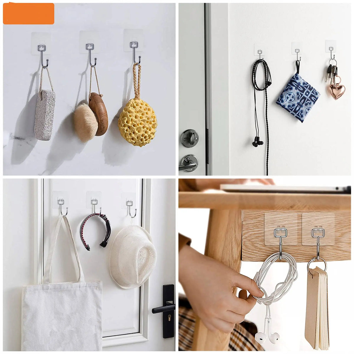 Large Adhesive Hooks Heavy Duty 22 lbs Robe Towel Hooks Waterproof Adhesive Wall Hooks for Home Bathroom Kitchen Office