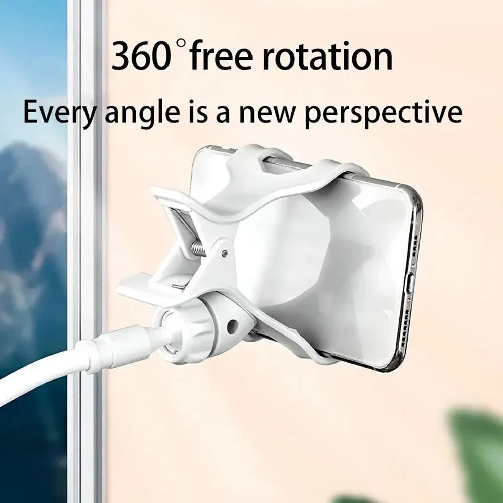 360° Rotatable Long Arm Lazy Universal Phone Holder for Smartphone Stand Anti-Slip Mount Bracket for Bedroom Living Room Desktop