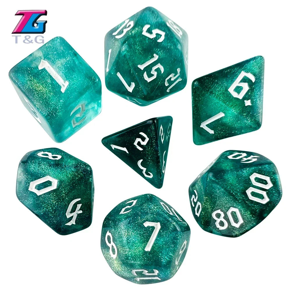 DND  Dice RPG Dice Amazing Colours Mixing Fantasy Starlight Effect Unique Retro Font Styles For Roll Playing Card Games