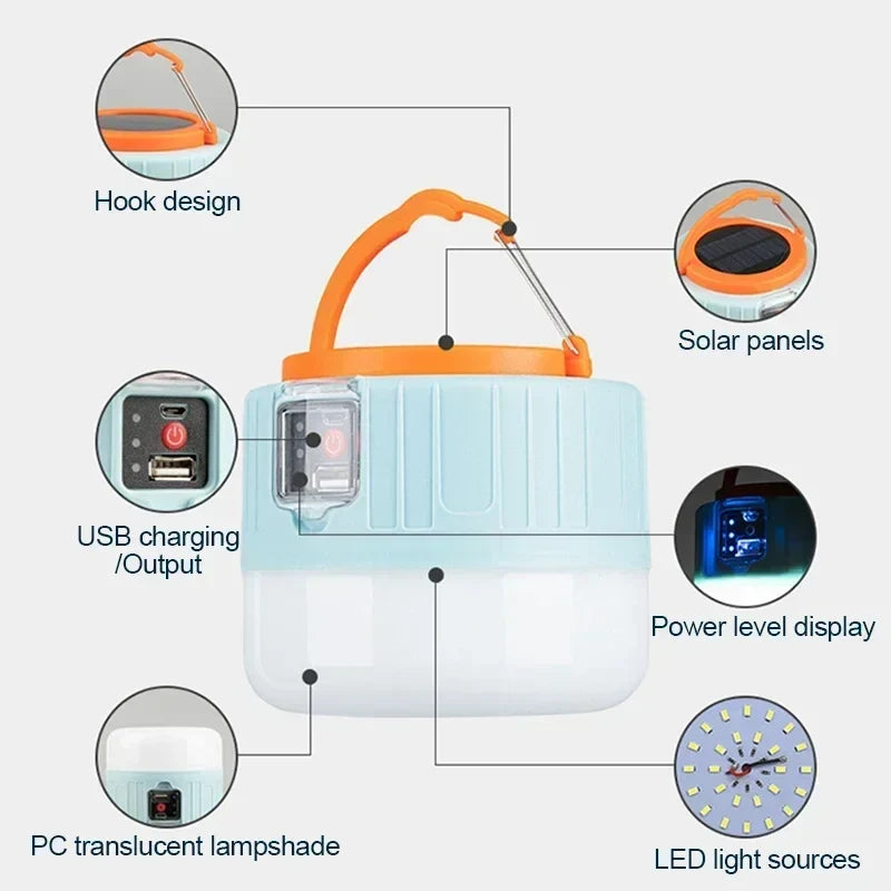Portable Camping Light Power Bank LED Camping Lanterns Handheld Waterproof Outdoor Tent Light Rechargeable Floodlight Flashlight