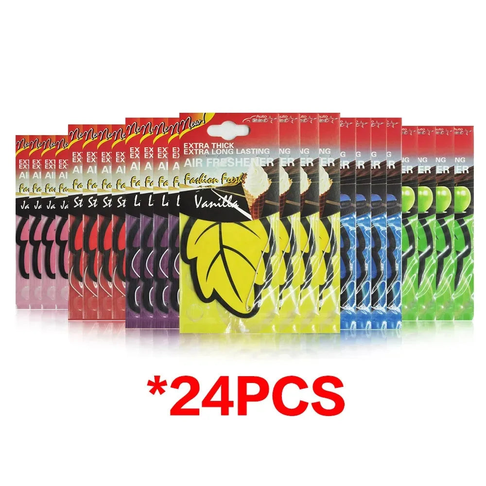 3-60pcs Car Air Freshener Natural Scented Tea Paper Auto Hanging Vanilla Perfume Fragrance Leaf Shape Car Accessories Interior