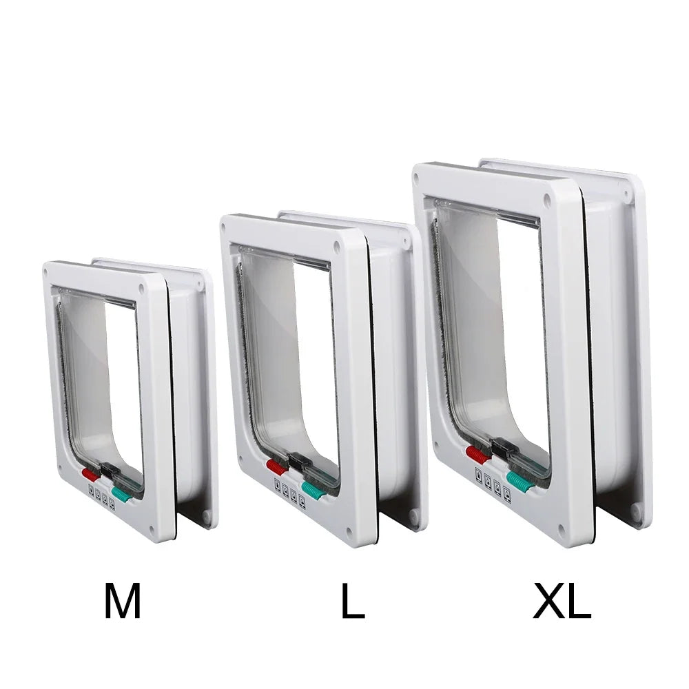 For Dog Cat Kitten ABS Plastic Dog Cat Flap Door With 4 Way Lock Security Flap Door Small Pet Supplies Cat Puppy Safety Gate