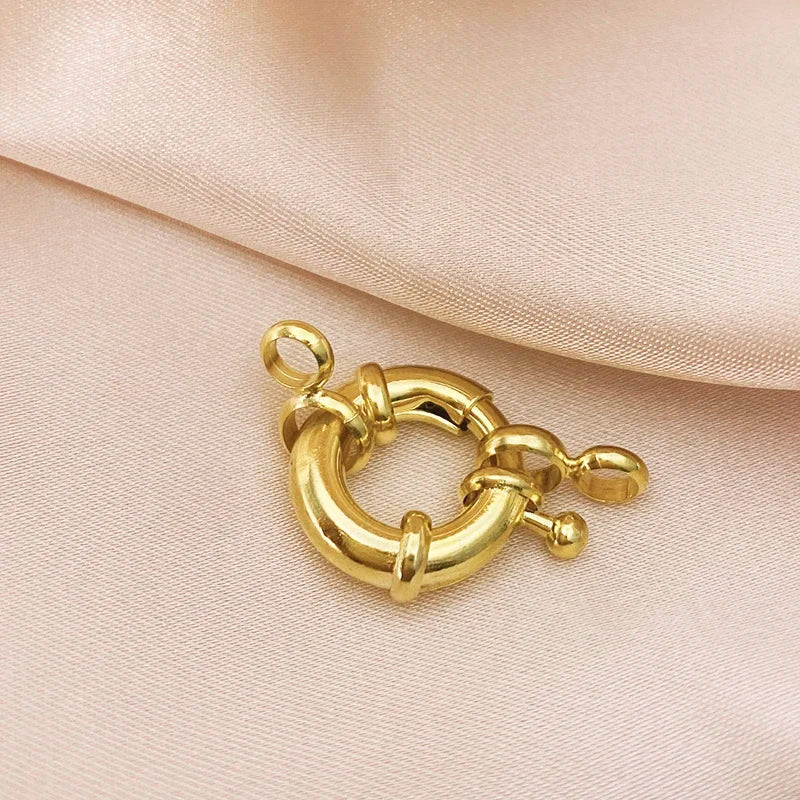 18K Real Gold Color Round Spring Clasps Hooks for Bracelet Clavicle Necklace Clasp Connectors DIY Jewelry Making Supplies