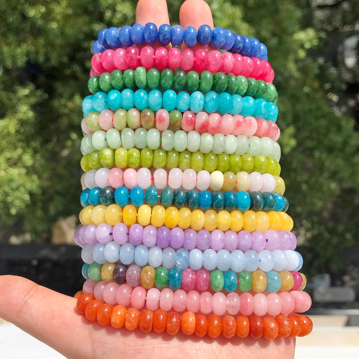 5x8mm Natural Abacus Rondelle Jade Quartz Beads Stone Flat Round DIY Charms Bracelets Loose Beads For Jewelry Making Supplies