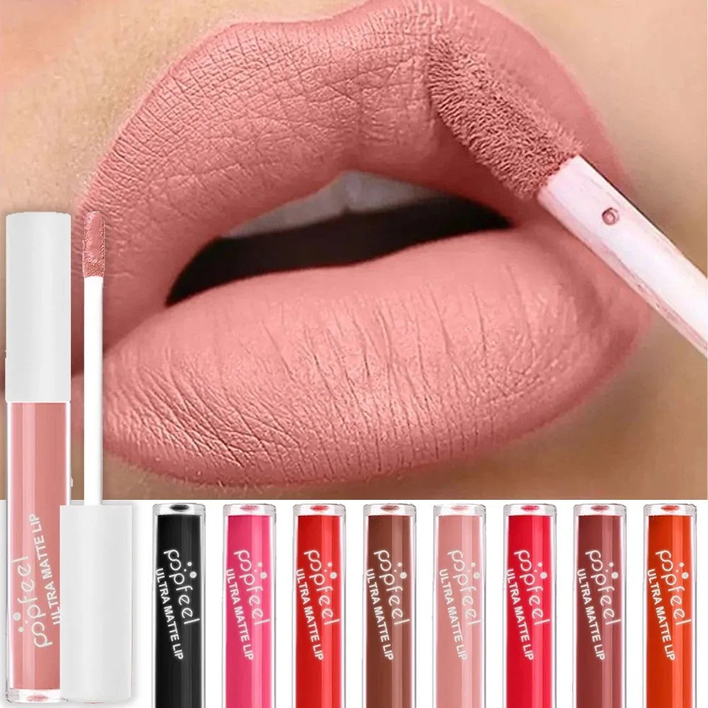 Punk Black Matte Liquid Lipstick Waterproof Long Lasting Party Lip Glaze Cosplay Velvet Nude Lip Tint Halloween Lip Makeup