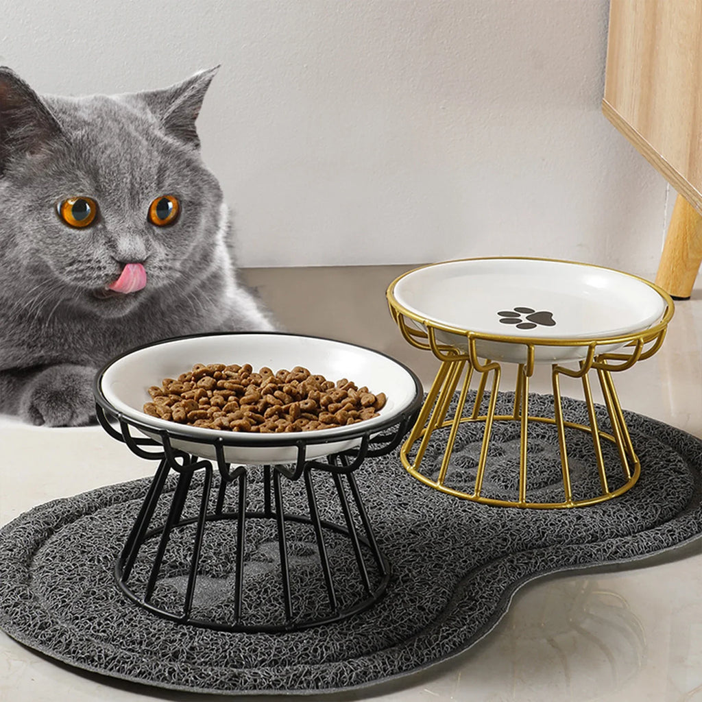 Pet Ceramic Bowl Nordic High Footed Ceramic Cat Food Bowl Snack Can Plate Anti Overturning Kitten Puppy Food Water Feeding Bowl