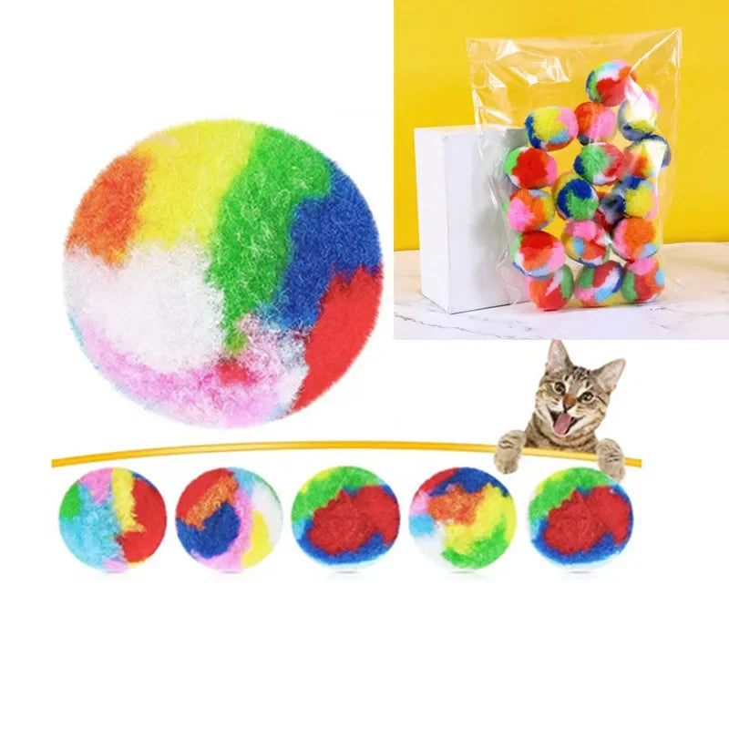 20pcs/set Colours Plush Ball Cat Toys Funny Training Mute Ball Soft Cat Toys Cleaning Teeth Interactive Kitten Toys Pet Supplies