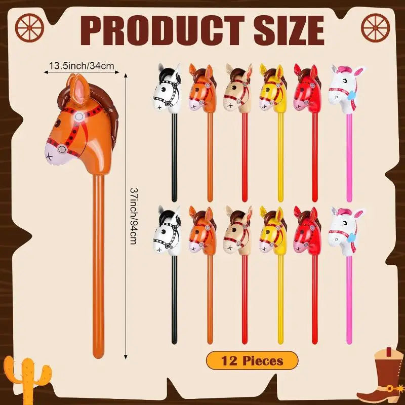 1Pcs Inflatable Horse Head Balloon Blow Up Pony Stick Toy Halloween Party Supplies Inflatable Stick Children's Toys