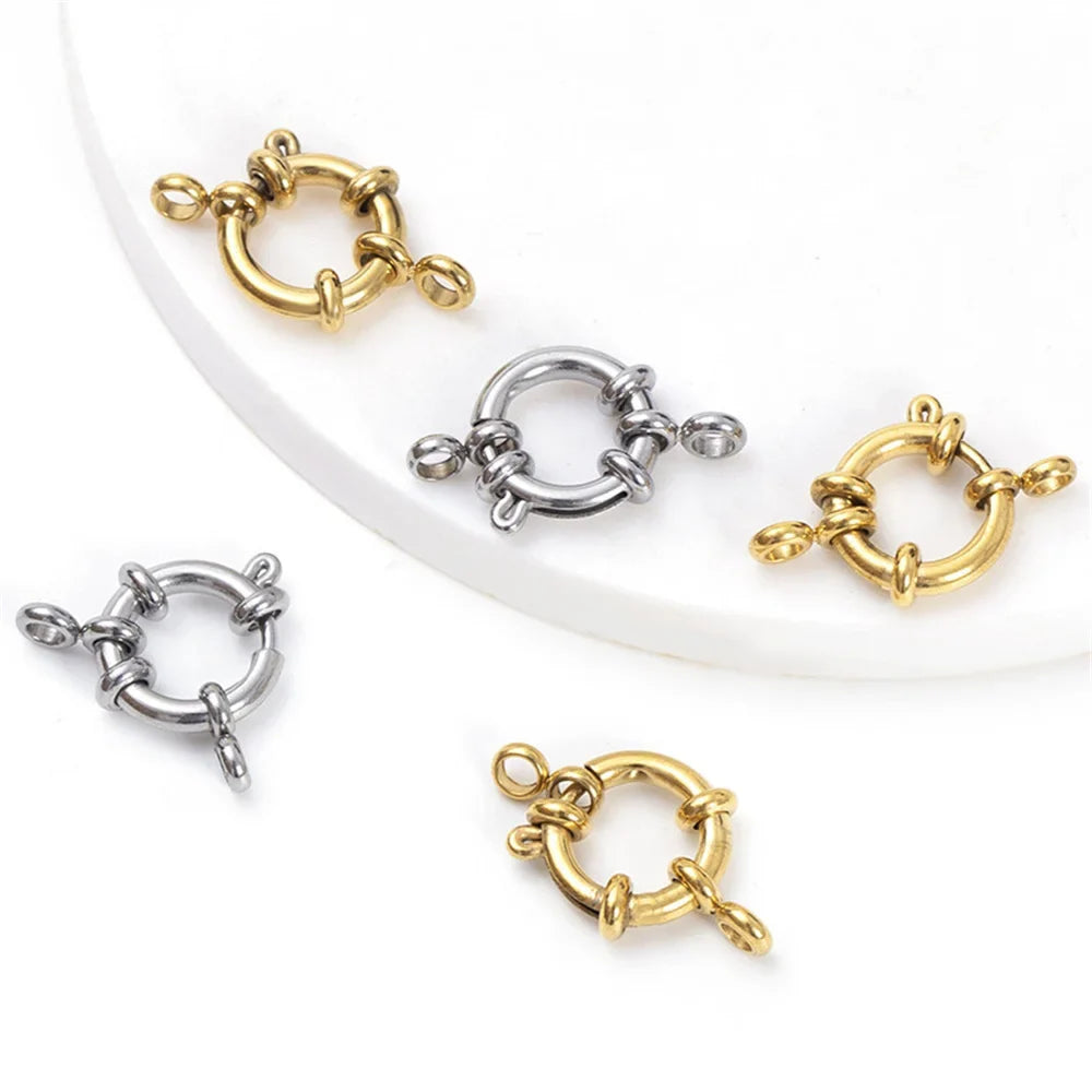 4pcs Stainless Steel Gold Round Spring Ring Clasp Necklace Link Connector for DIY Bracelet Jewelry Making Supplies Accessories