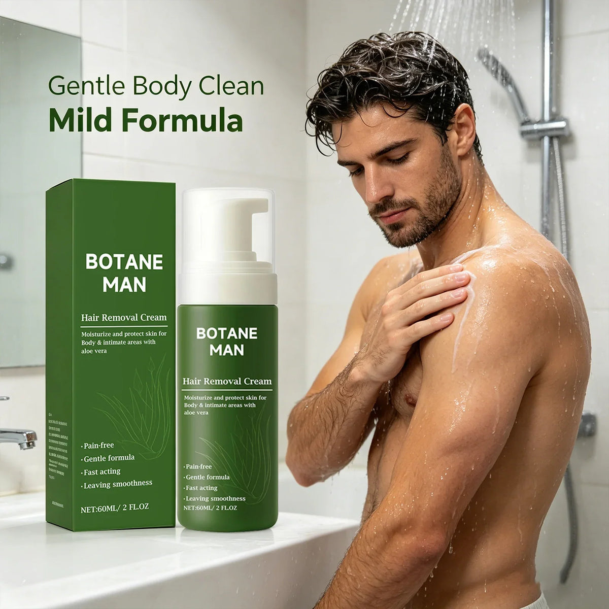 Man Hair Removal Cream Moisturizing Removing Hair & Smoothing Skin Pain-Free Long-Lasting Protection Gentle Hair Removal Mousse
