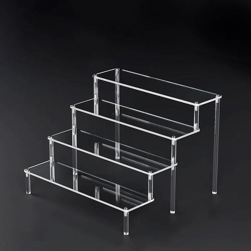 1-5 Tier Acrylic Display Risers Clear Shelf Doll Clay Figurine Display Stand for Desserts Perfume Organizer Showcase W-10
