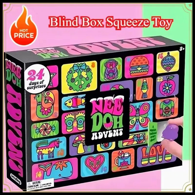 2026 NeeDoh Advent Calendar 3D PVC FidgetChristmas Countdown Calendar Surprise Box Stress Relief Toy New Year Holiday adult toys