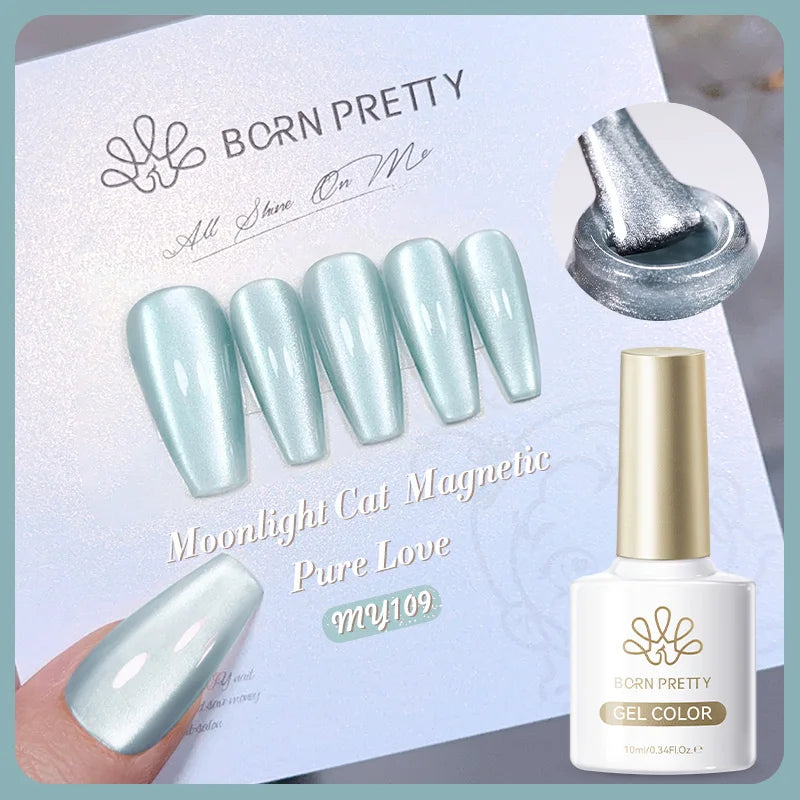 BORN PRETTY Nude Pink Moonlight Cat Magnetic Gel Super White Light Magnetic Nail Sparkling Varnis Semi Permanent 10ml Gel Polish