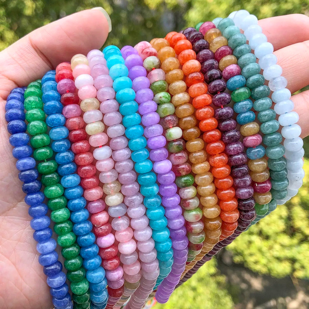 4x6mm Natural Abacus Rondelle Jade Quartz Beads Stone Flat Round DIY Charms Bracelets Loose Beads For Jewelry Making Supplies