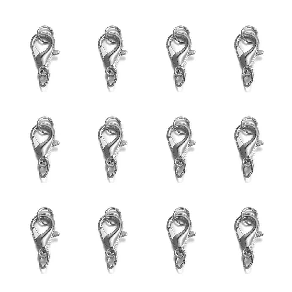 50Pcs Lobster Clasps Hooks with 100Pcs Jump Rings End Clasps Bracelet Necklace Connectors for DIY Jewelry Making Supplies