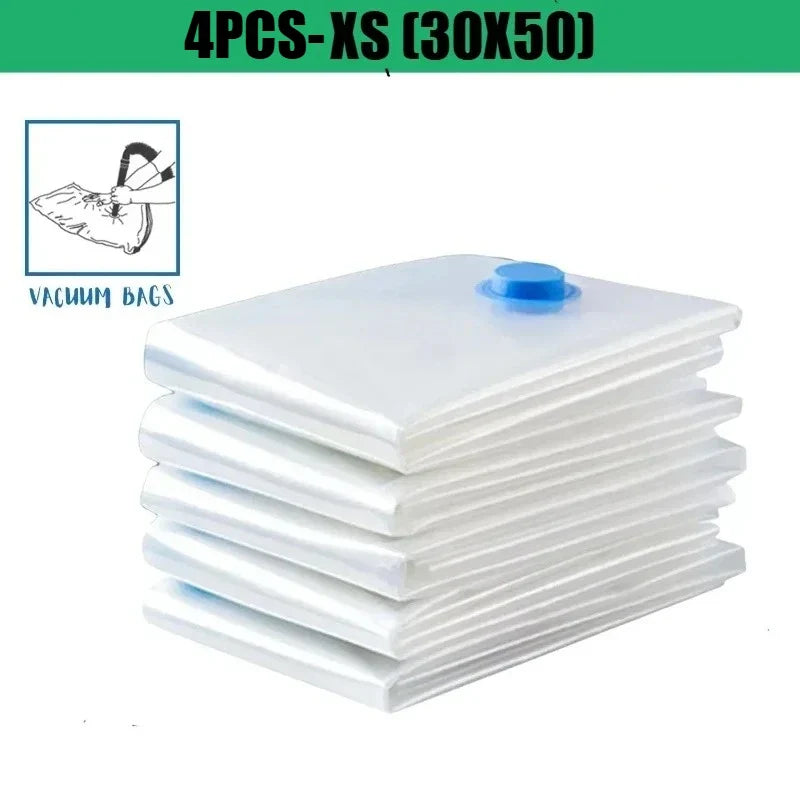 4Pcs Vacuum Storage Bags Vacuum Seal Bag Space Saving Bags for Comforters Clothes Pillow Bedding Blanket Storage or Hand Pump