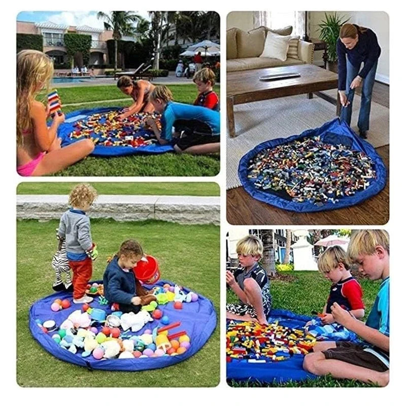 Kids' Toys Storage Bag - Portable Play Mat For Building Blocks Multifunctional Organizer With Carry Handle Christmas Gift