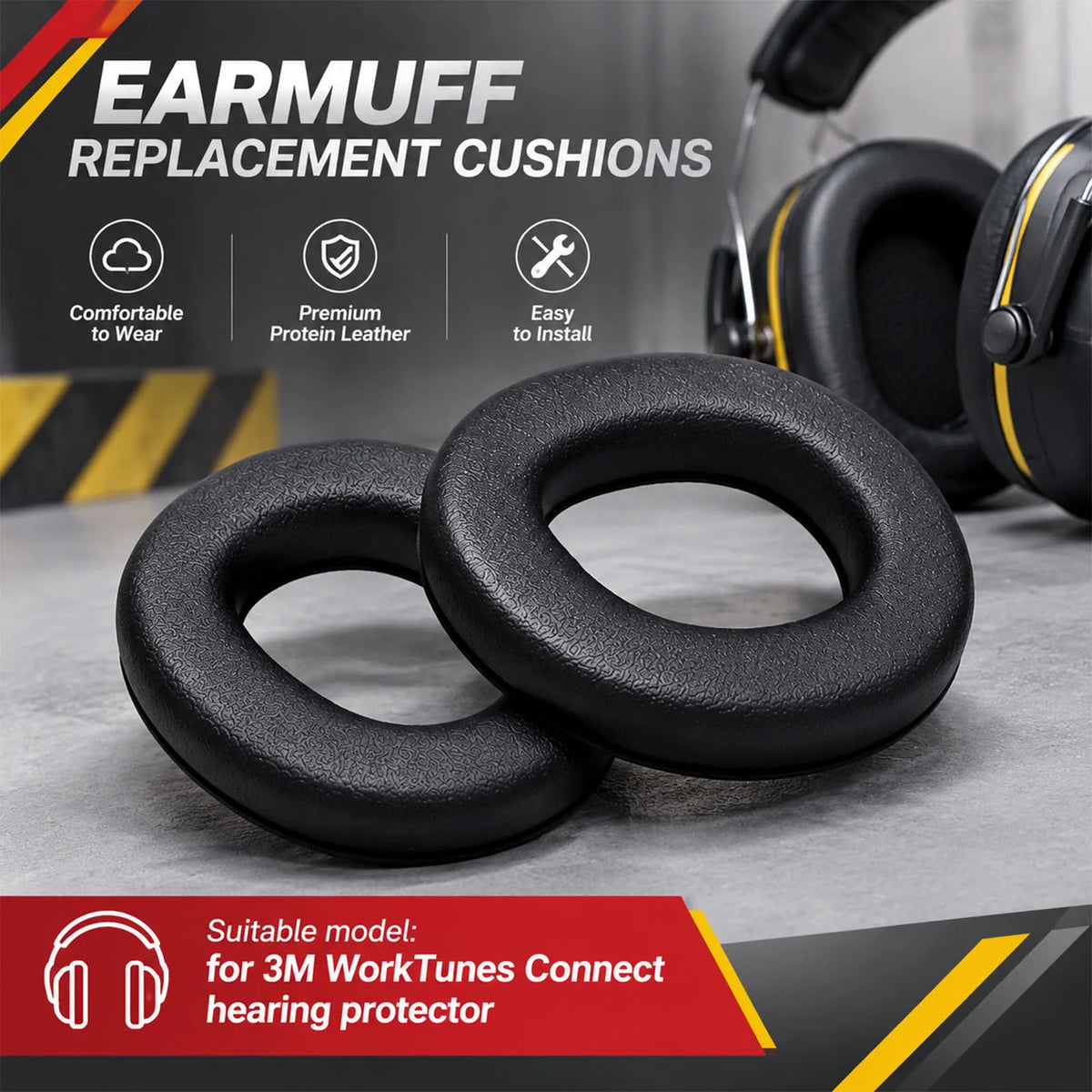 For 3M WorkTunes Connect Hearing Protector Earmuffs Earpad Earphone Leather Soft Sponge Cushion Replacement Headphones Accessory