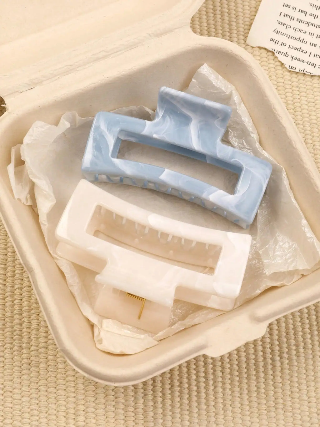2 Pcs Large Marble Hair Claw Clips for Women Thick Hair White Banana Hair Clips Ripple Jaw Clips Strong Hold Hair Accessories
