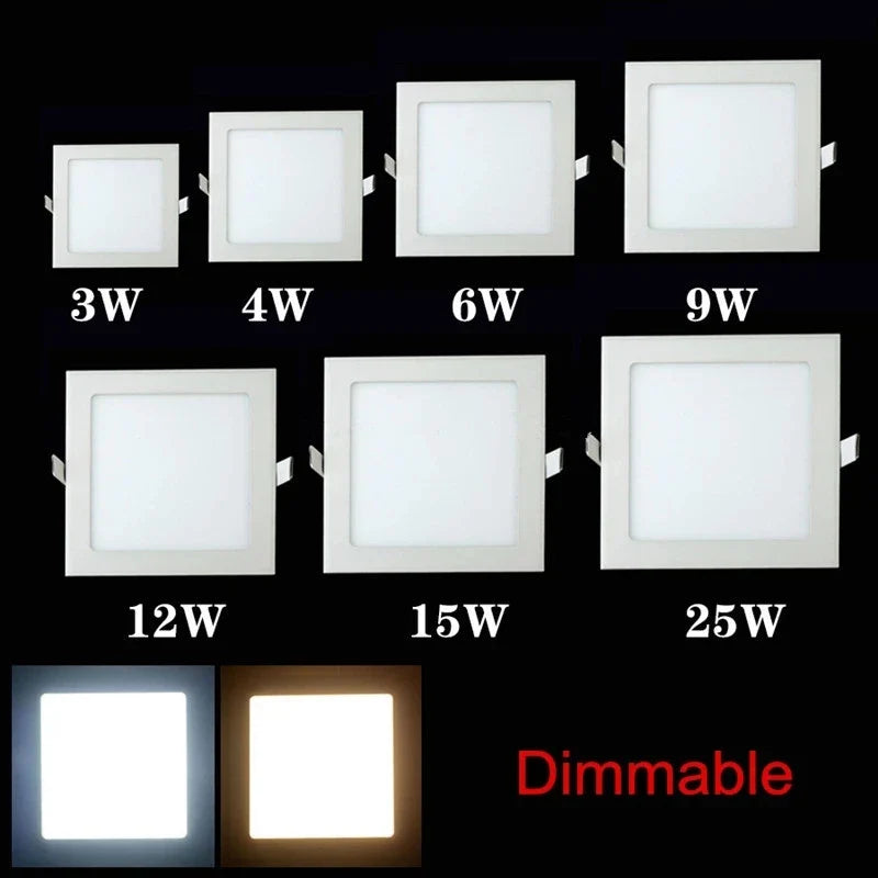Led Downlight Dimmable 3W 4W 6W 9W 12W 15W 25W Square LED Spot Light AC110V/220V Ceiling Light Indoor Recessed Downlight