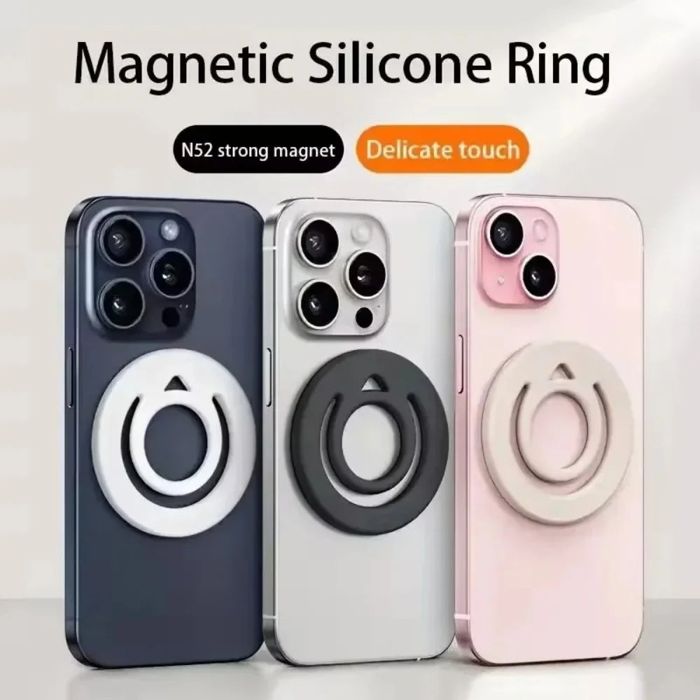 1PC Universal Magnetic Silicone Finger Ring Holder Strong Magnet Circular Grip Phone Stand for IPhone17 16 15 Ring Shape Bracket
