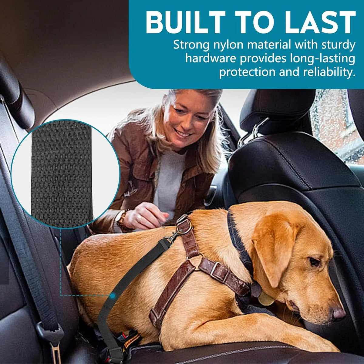 Car Pet Seat Belt, Adjustable Safety Rope, Rust Proof Hook and 360° Rotating Buckle, Used for Trucks and Station Wagons