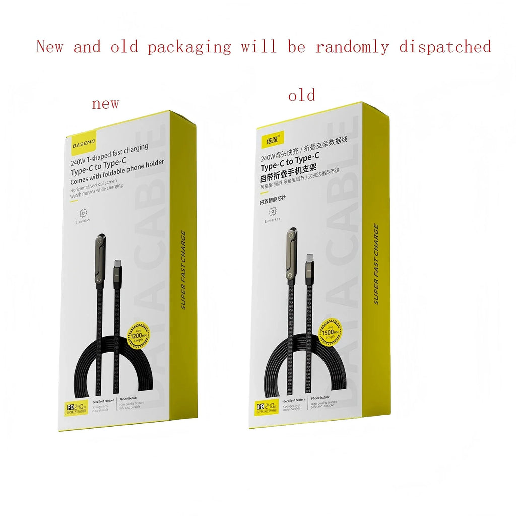 240/65w Fast Charging Foldable Bracket Data Cable 2-in-1 Data Wire Foldable Phone Tablet Stand Type-C to Type-C /USB-A to Type-C