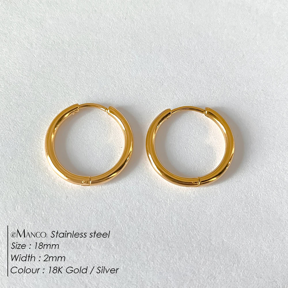 EMANCO Fashion Gold Size Circle Earrings Women's Jewelry Accessories Classic Stainless Steel Earrings Wholesale