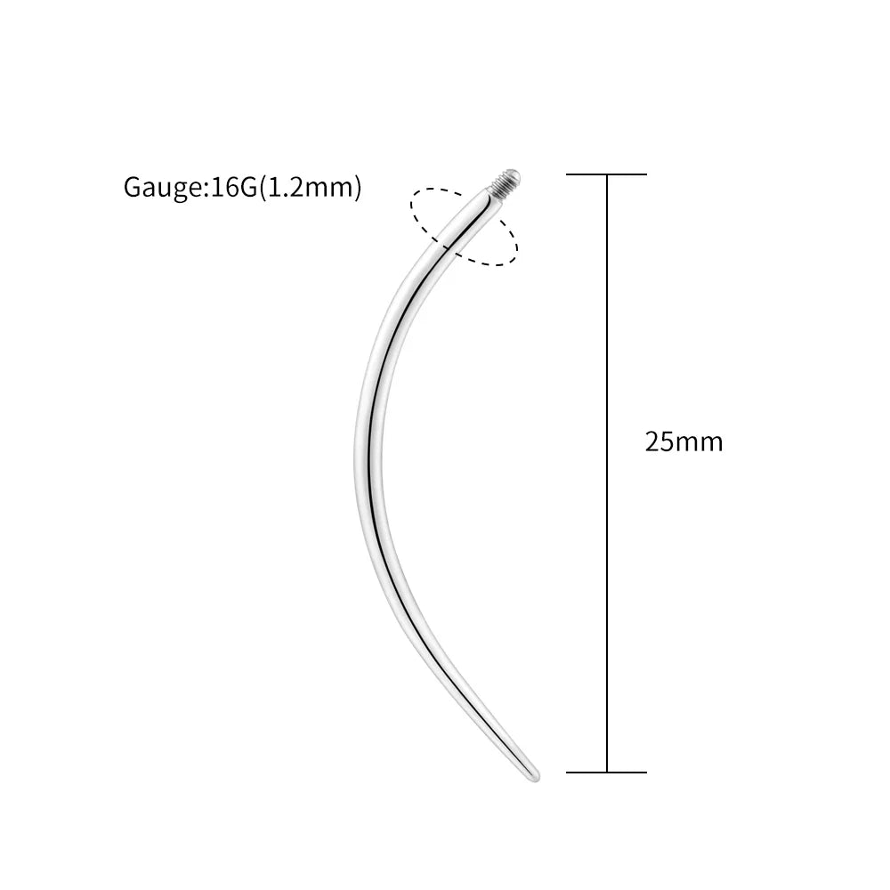 Right Grand ASTM F136 Titanium Curved Internal Threaded Pin Screw On Assistant Tool 16/14G Piercing Taper for Nose Navel Eyebrow