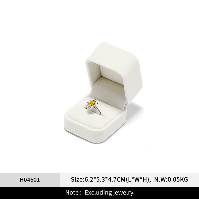 WoodTen Jewelry Box Ring Organizer White Velvet Earring Bracelet Necklace Packing Box Portable Jewelry Proposal Wedding Gift Box