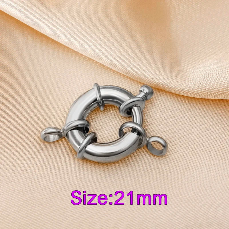 18K Real Gold Color Round Spring Clasps Hooks for Bracelet Clavicle Necklace Clasp Connectors DIY Jewelry Making Supplies