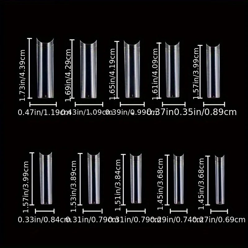 No C Curve Square Nail Tips-No C Curve Long Nail Tips-502Pcs No C Curve XXL Square Straight False Nail Tips Half Cover Clear Natural