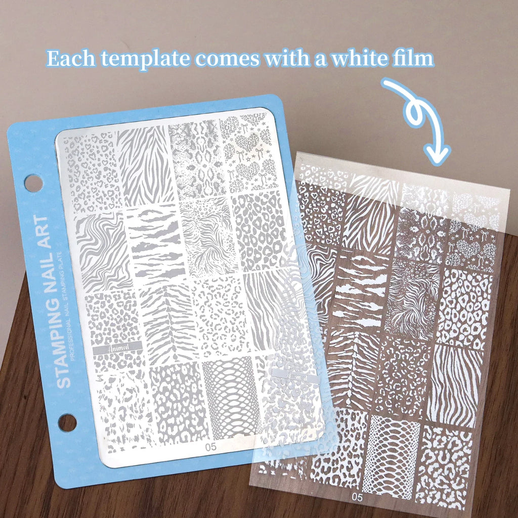 Print Nail Stamping Plate Leopard Snake Pattern Nail Art Stencil Stainless Steel Nail Stamp Template for DIY Manicure Nail Tools